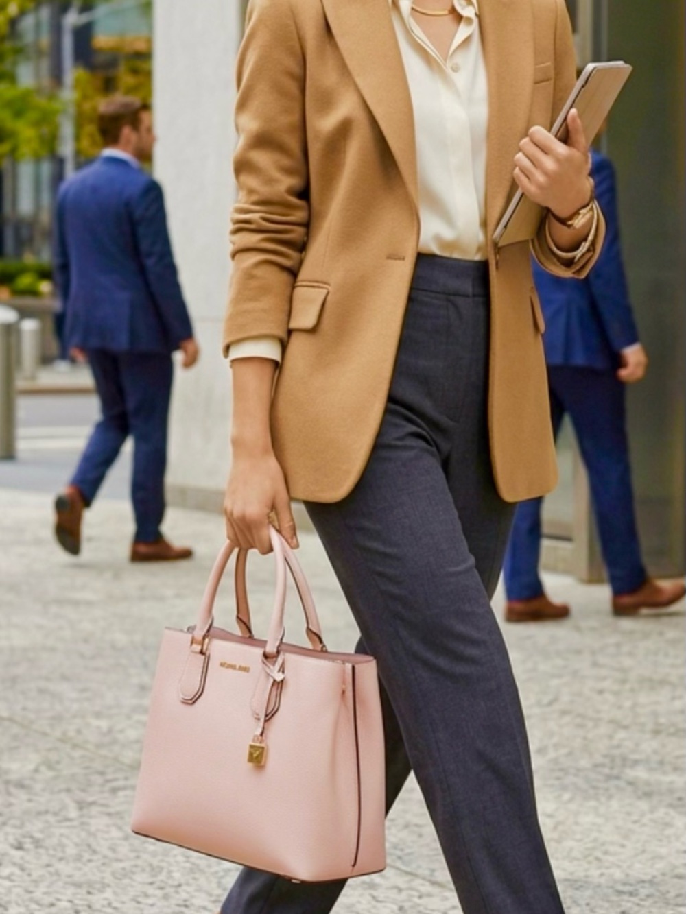NWT MICHAEL KORS ADELE BLUSH PINK LEATHER SATCHEL WITH MK DUST BAG